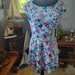 As U Wish Floral Midi Dress - Blue and Pink